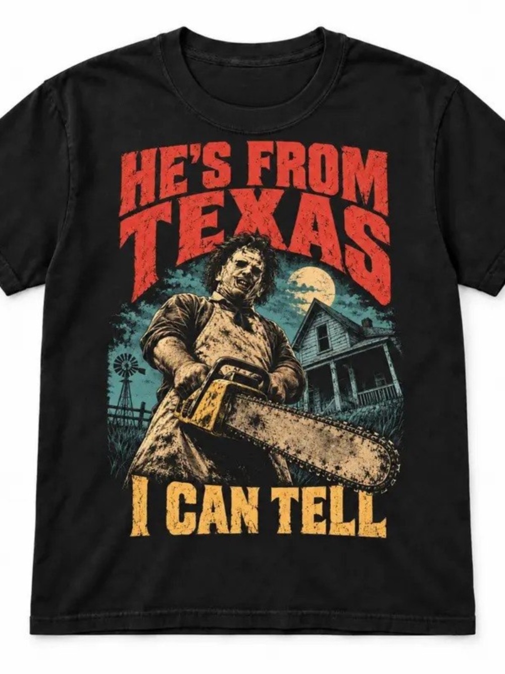 Black 'He's From Texas - I Can Tell' Graphic Tee, Gildan Color Shirt For Men’s